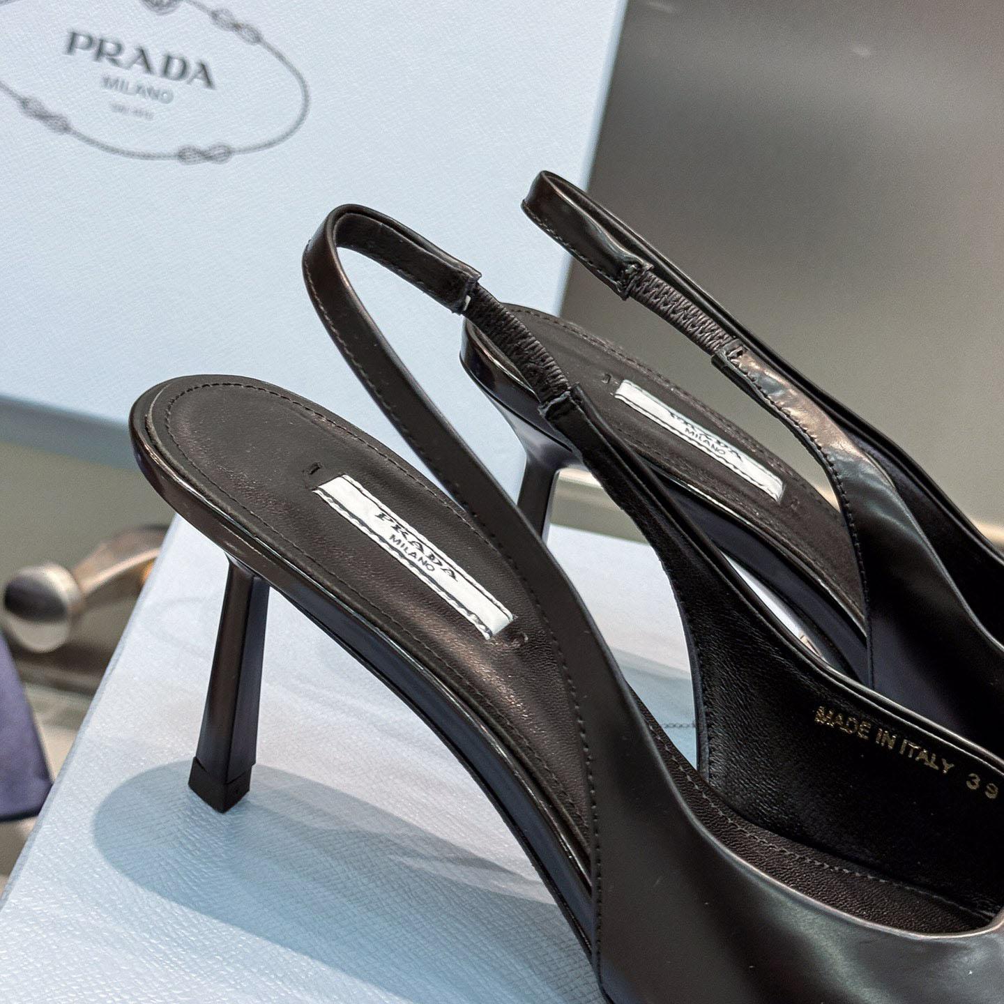 Prada Brushed Leather Slingback Pumps - EUR FASHION