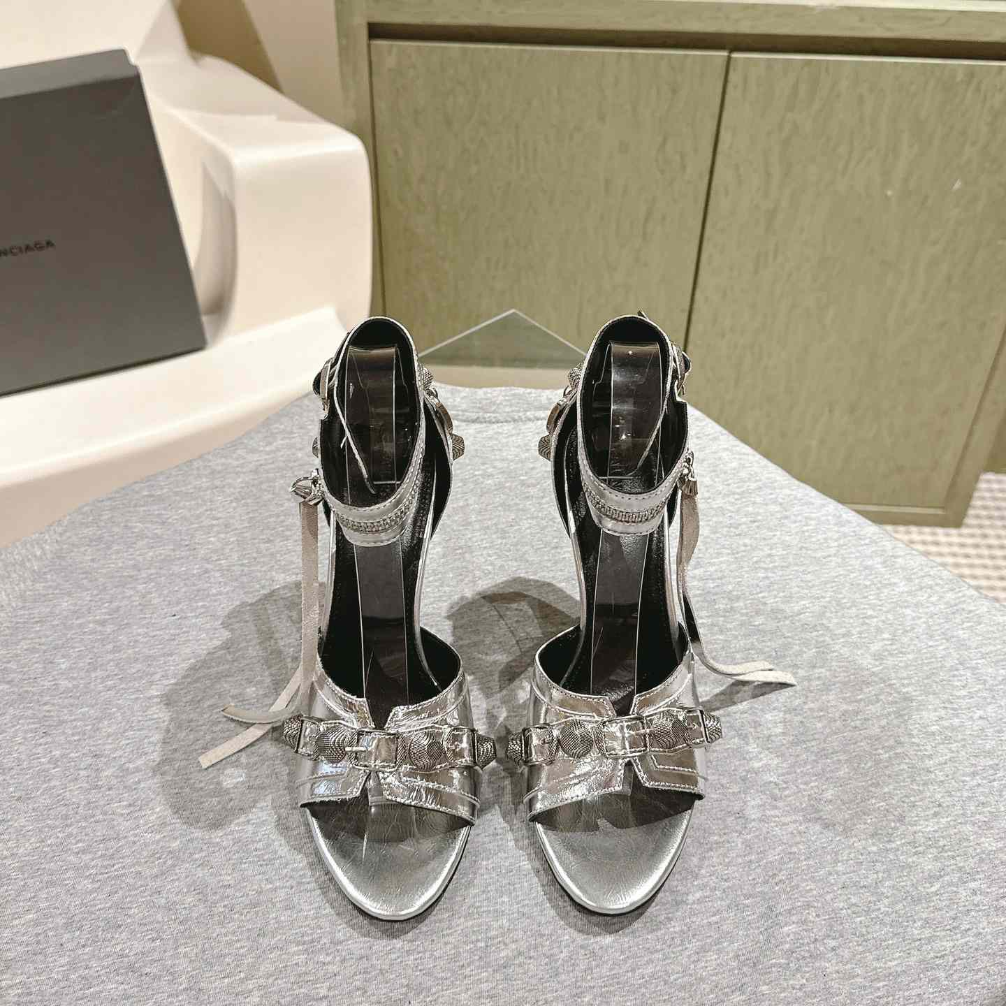 Balenciaga Cagole 110mm Metallic-finish Sandals - EUR FASHION