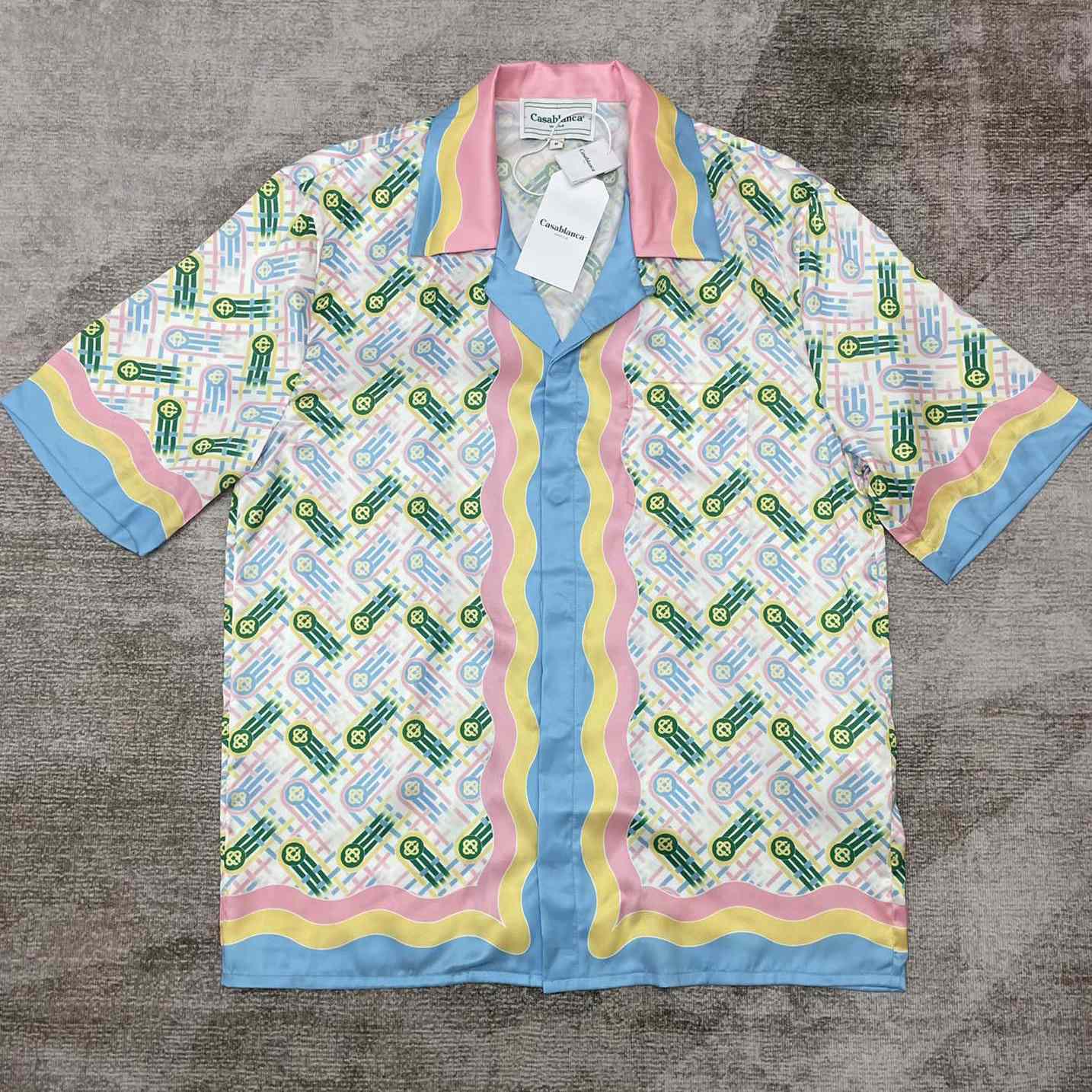 Casablanca Cuban Collar Short-Sleeve Shirt 'Ping Pong Print'   CA3465 - EUR FASHION