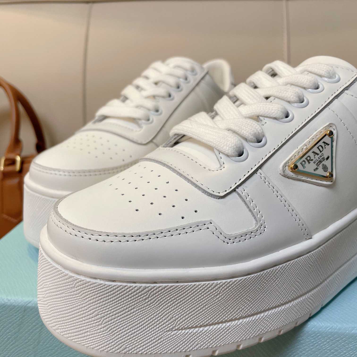 Prada Downtown Bold Leather Sneakers - EUR FASHION