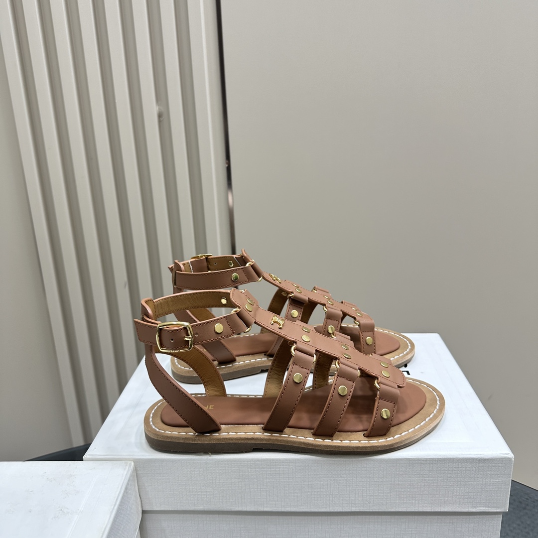 Celine Lympia Gladiator Sandal In Calfskin Tan - EUR FASHION