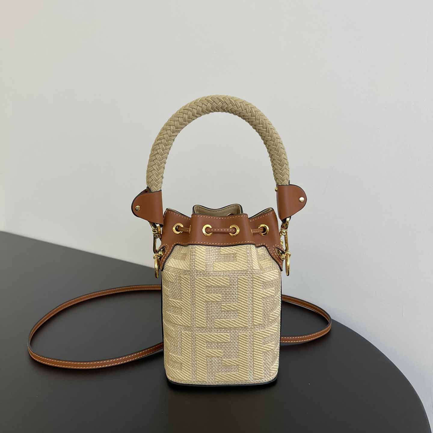 Fendi Mon Tresor Natural Straw Mini-bag With FF Embroidery - EUR FASHION