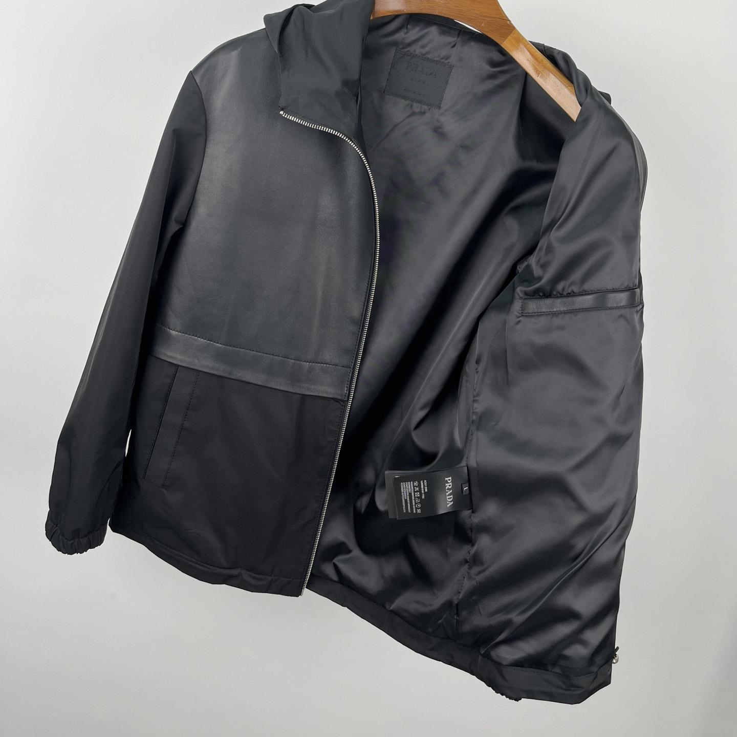 Prada Silk And Leather Blouson Jacket - EUR FASHION