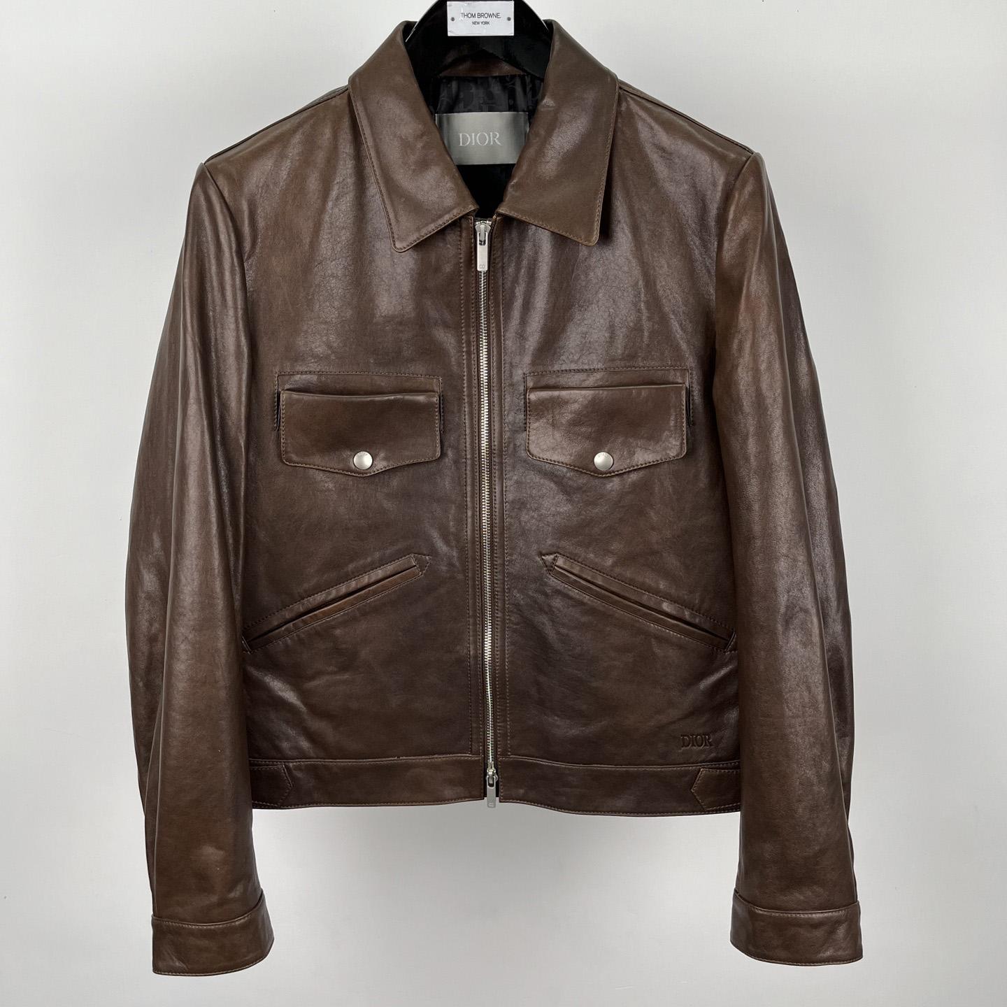 Dior Zipped Jacket Brown Napa Calfskin - EUR FASHION