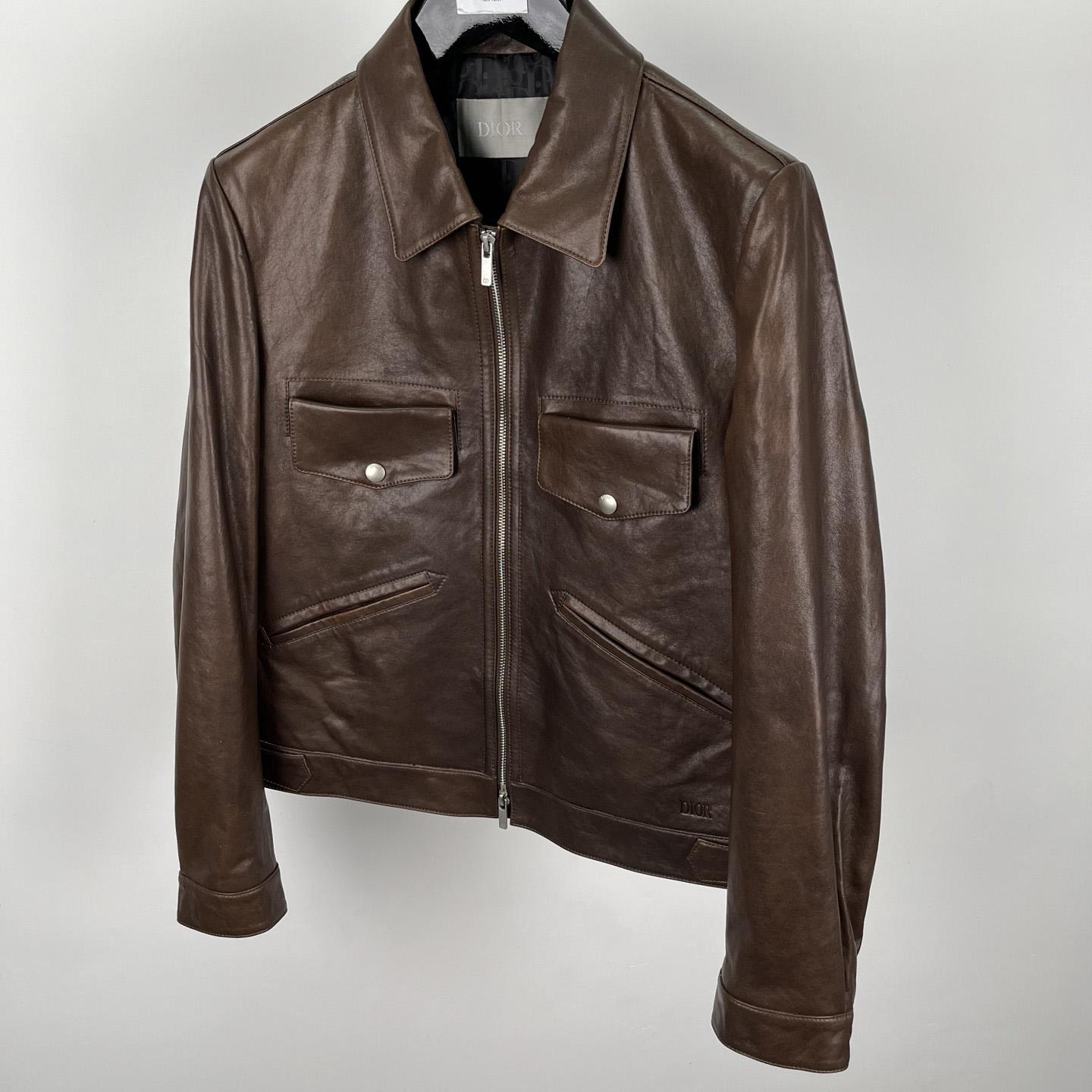 Dior Zipped Jacket Brown Napa Calfskin - EUR FASHION