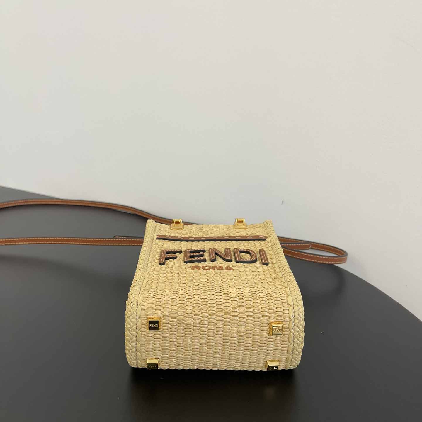 Fendi Mini Sunshine Shopper Beige Cotton Fiber Mini-bag - EUR FASHION