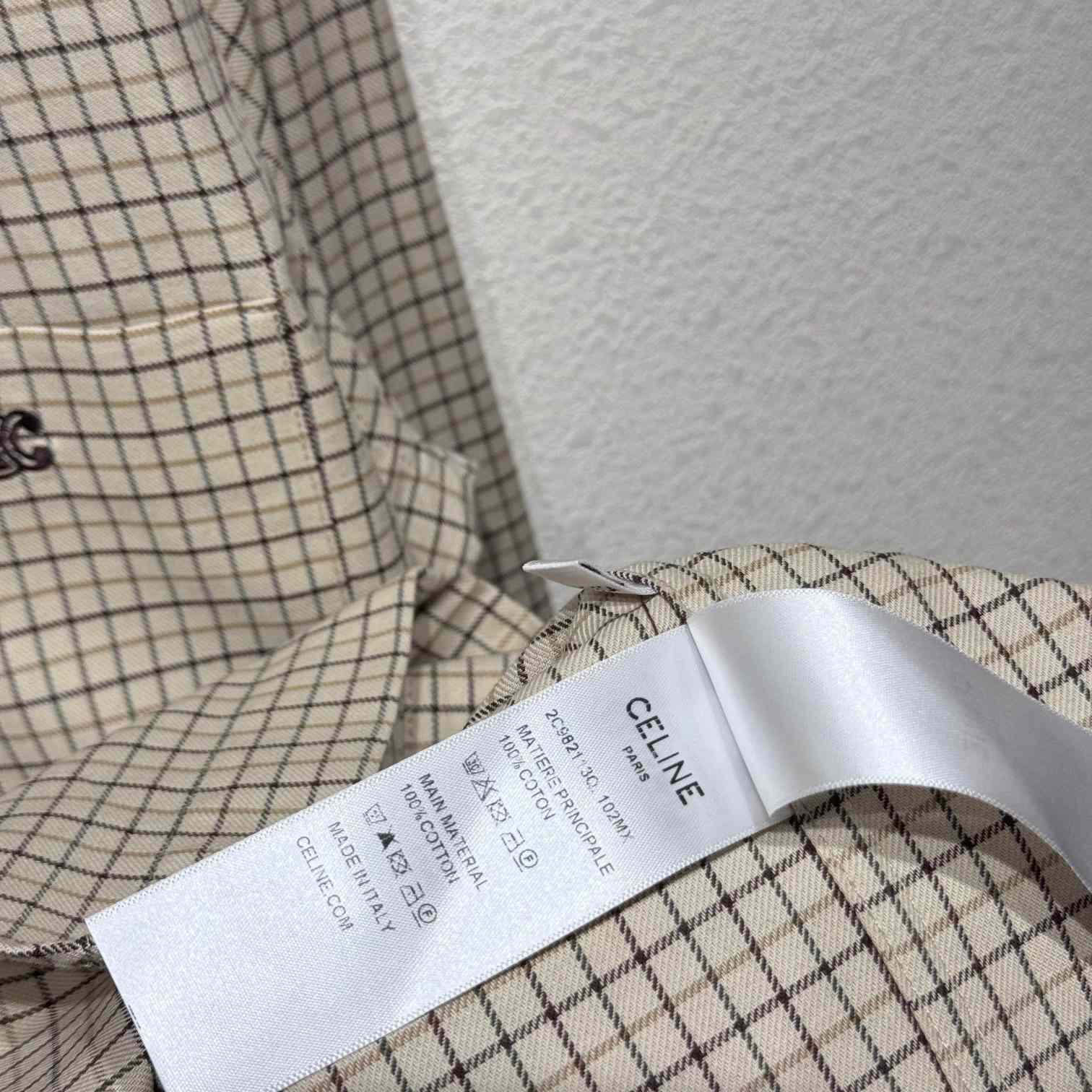 Celine Logo-Embroidered Checked Cotton Shirt - EUR FASHION