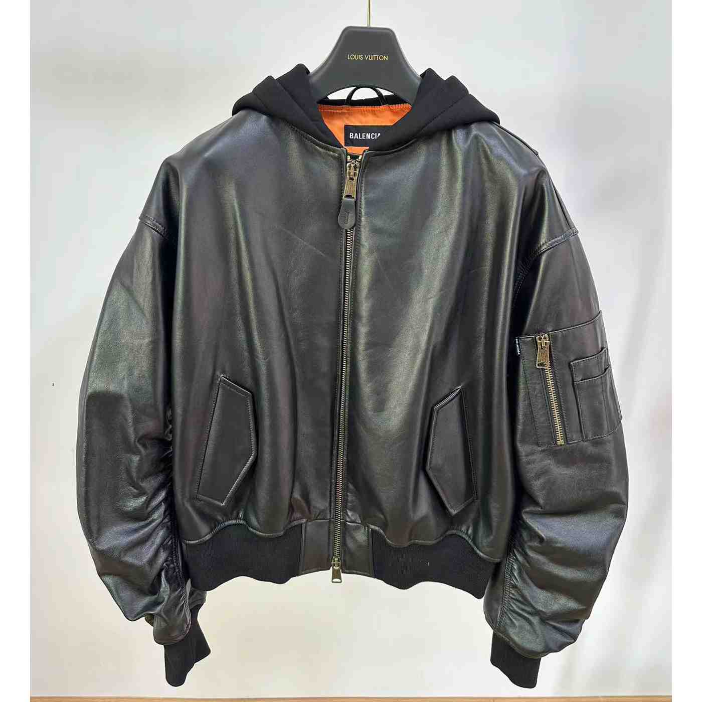 Balenciaga Leather Bomber Jacket - EUR FASHION