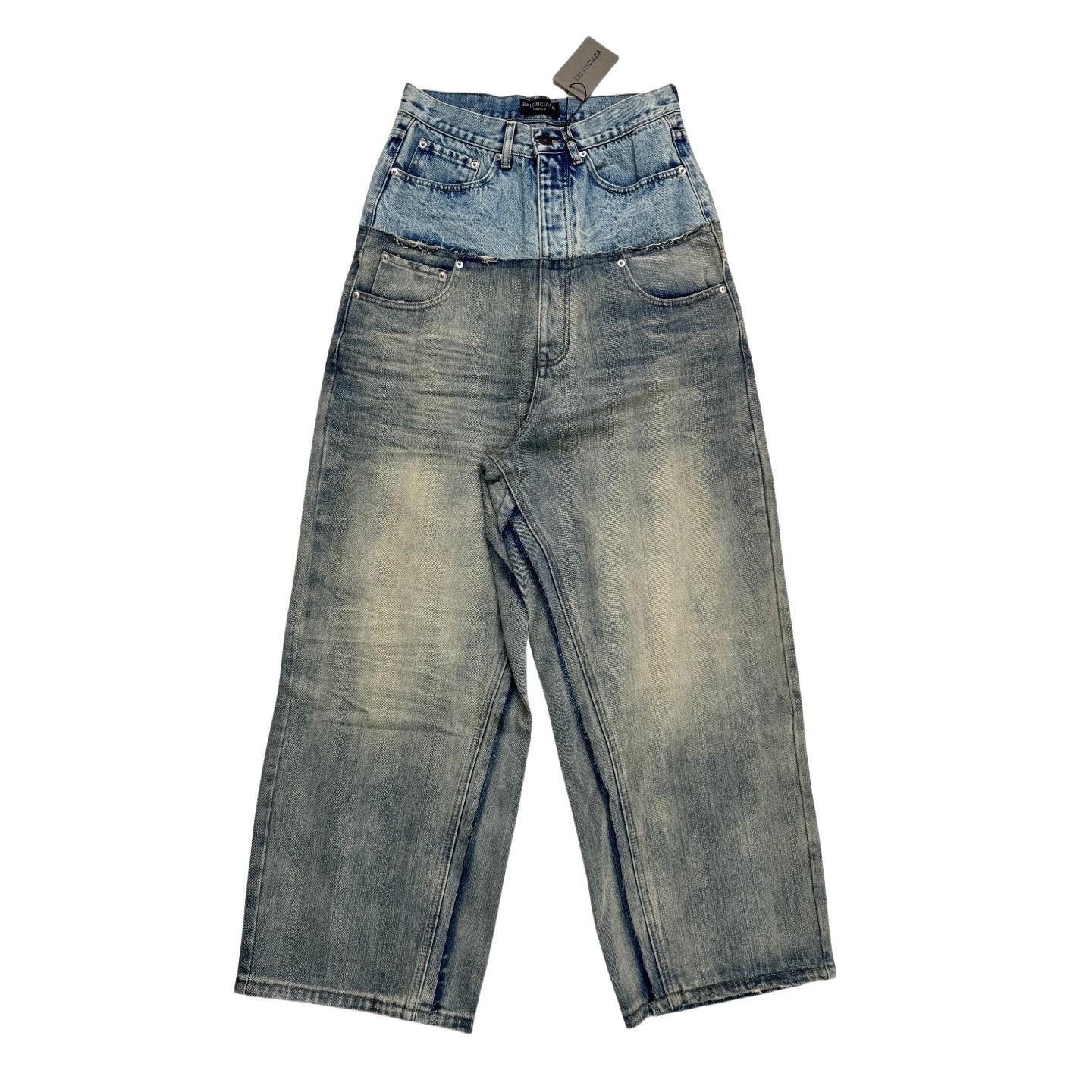 Balenciaga Cut-Up Baggy Pants In Blue  - EUR FASHION