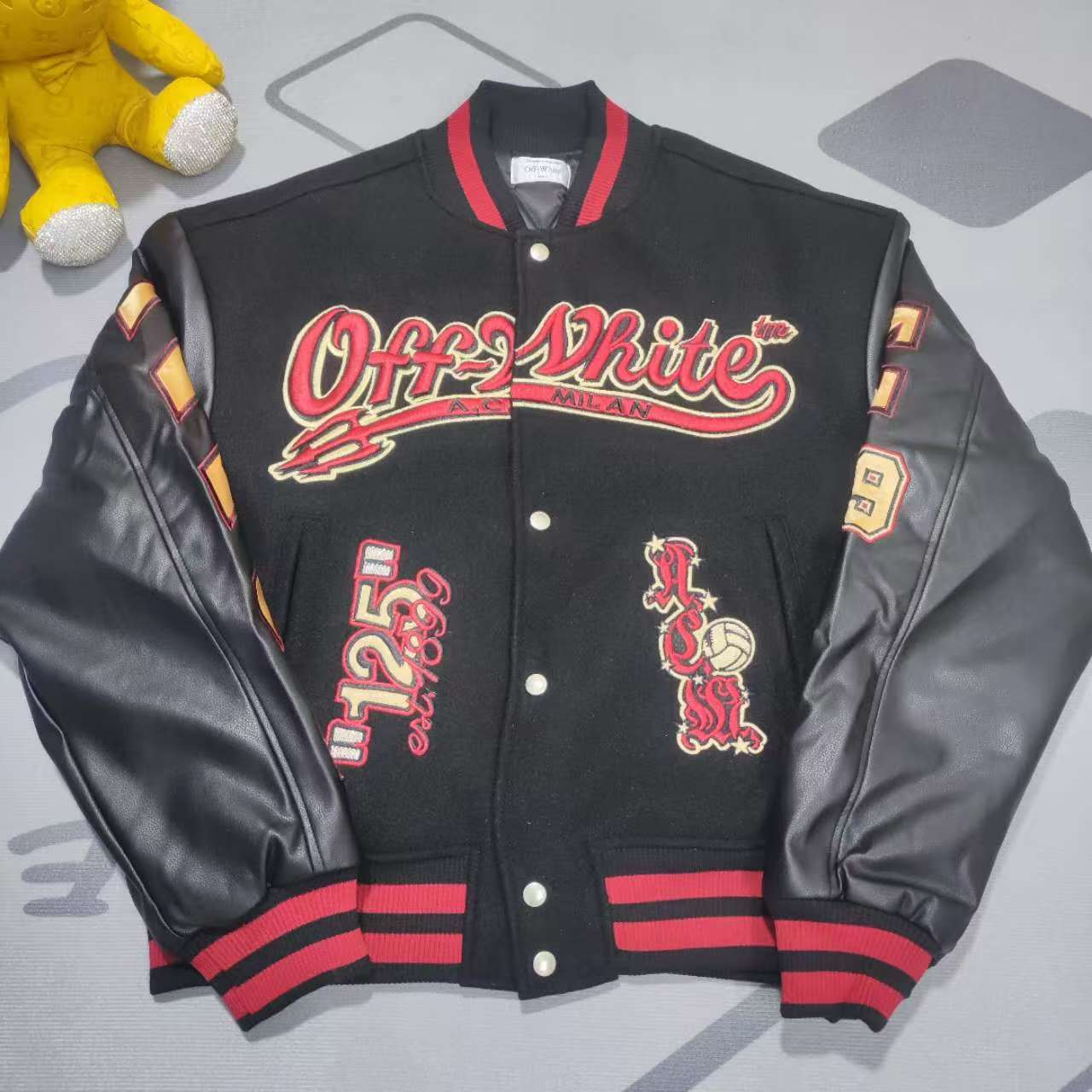 Off-White x Ac Milan 125th Anniversary Embroidered Varsity Jacket - EUR FASHION