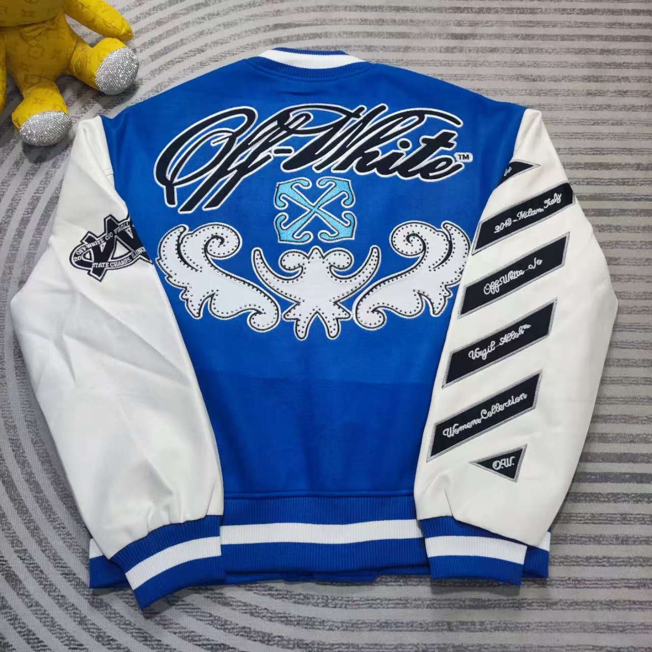 Off-White Royal Logo-appliqué Varsity Jacket - EUR FASHION