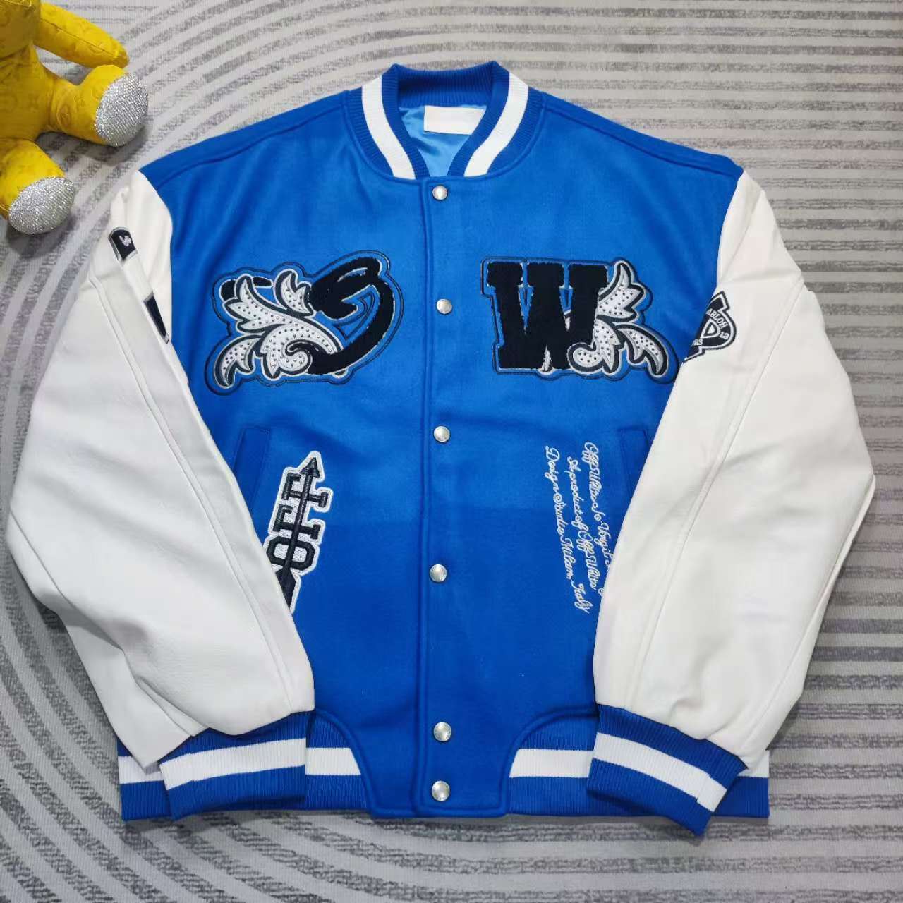 Off-White Royal Logo-appliqué Varsity Jacket - EUR FASHION