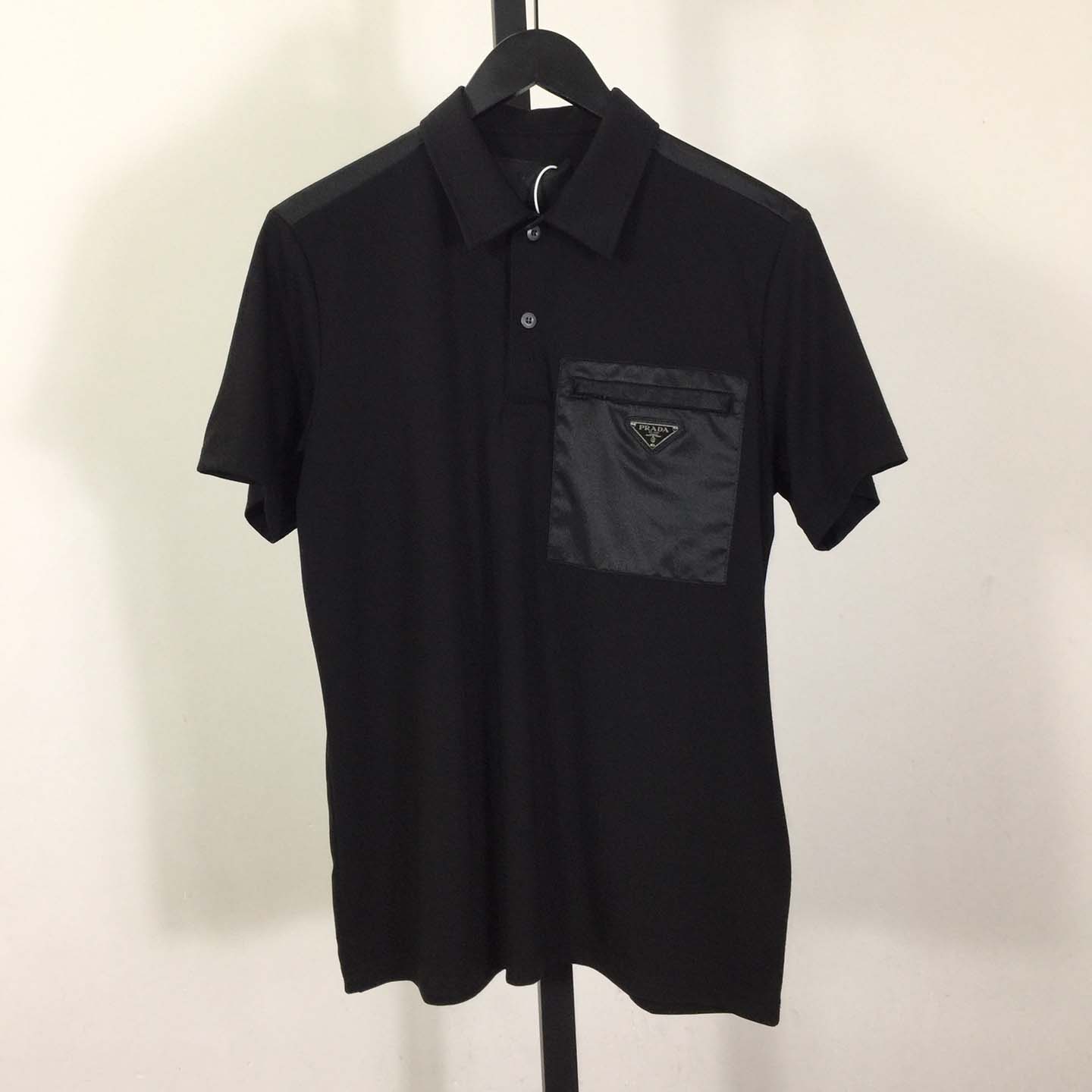 Prada Stretch Cotton Polo Shirt With Re-Nylon Details - EUR FASHION