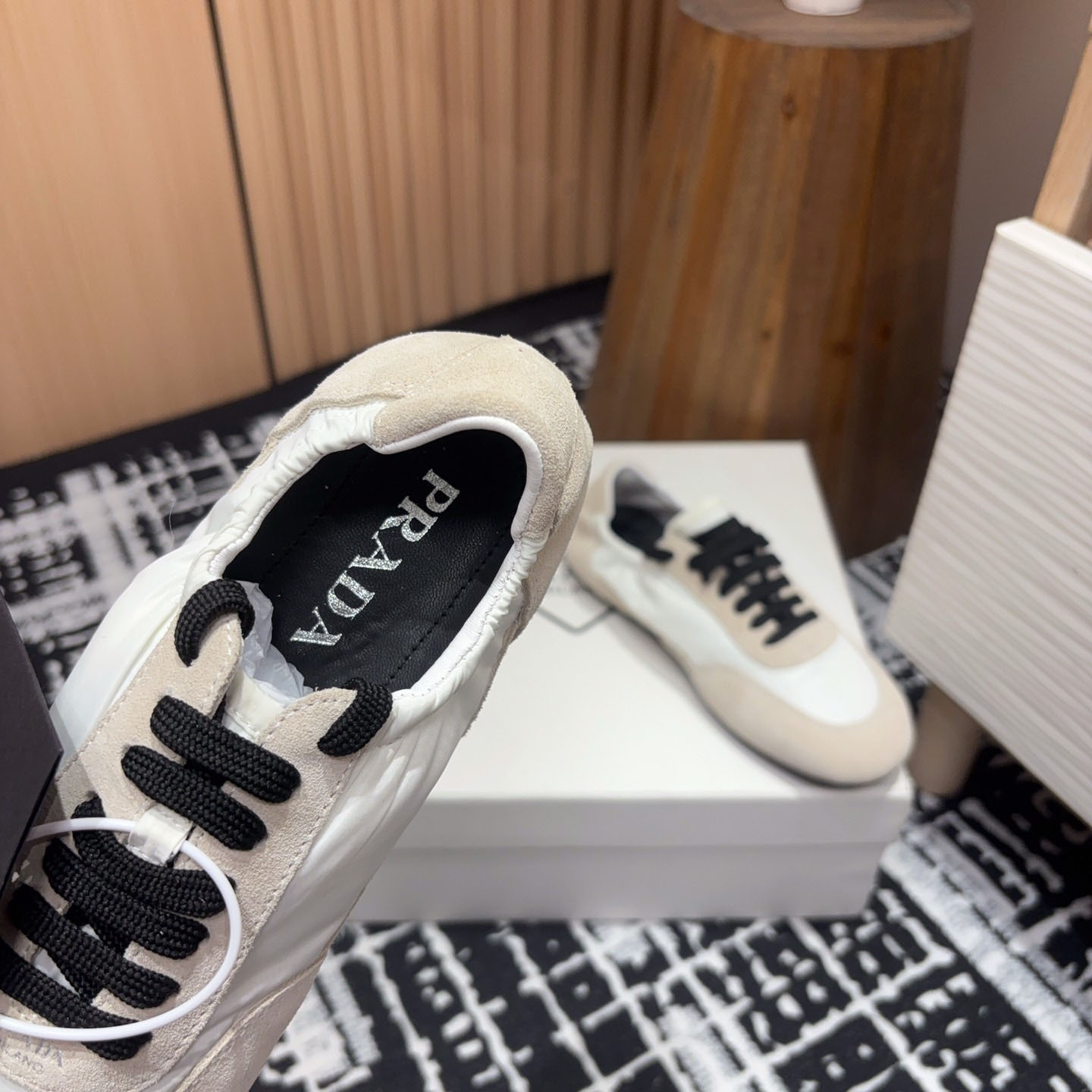 Prada Collapse Re-Nylon And Suede Sneakers - EUR FASHION