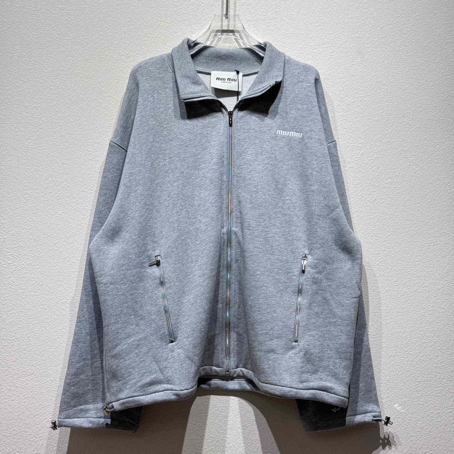 Miu Miu Cotton Fleece Zipper Sweatshirt - EUR FASHION