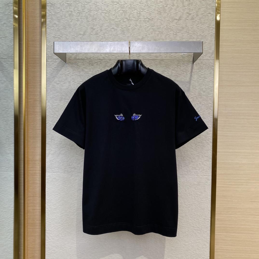 Givenchy T-shirt In Cotton With Cat Eye Embroidery - EUR FASHION