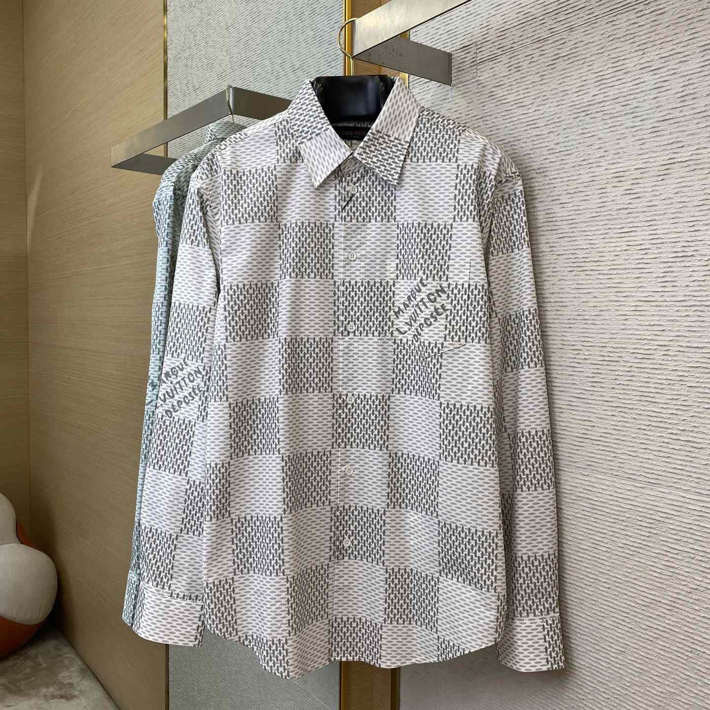 Louis Vuitton Damier Long-Sleeved Classic Cotton Shirt   1AFJDA - EUR FASHION