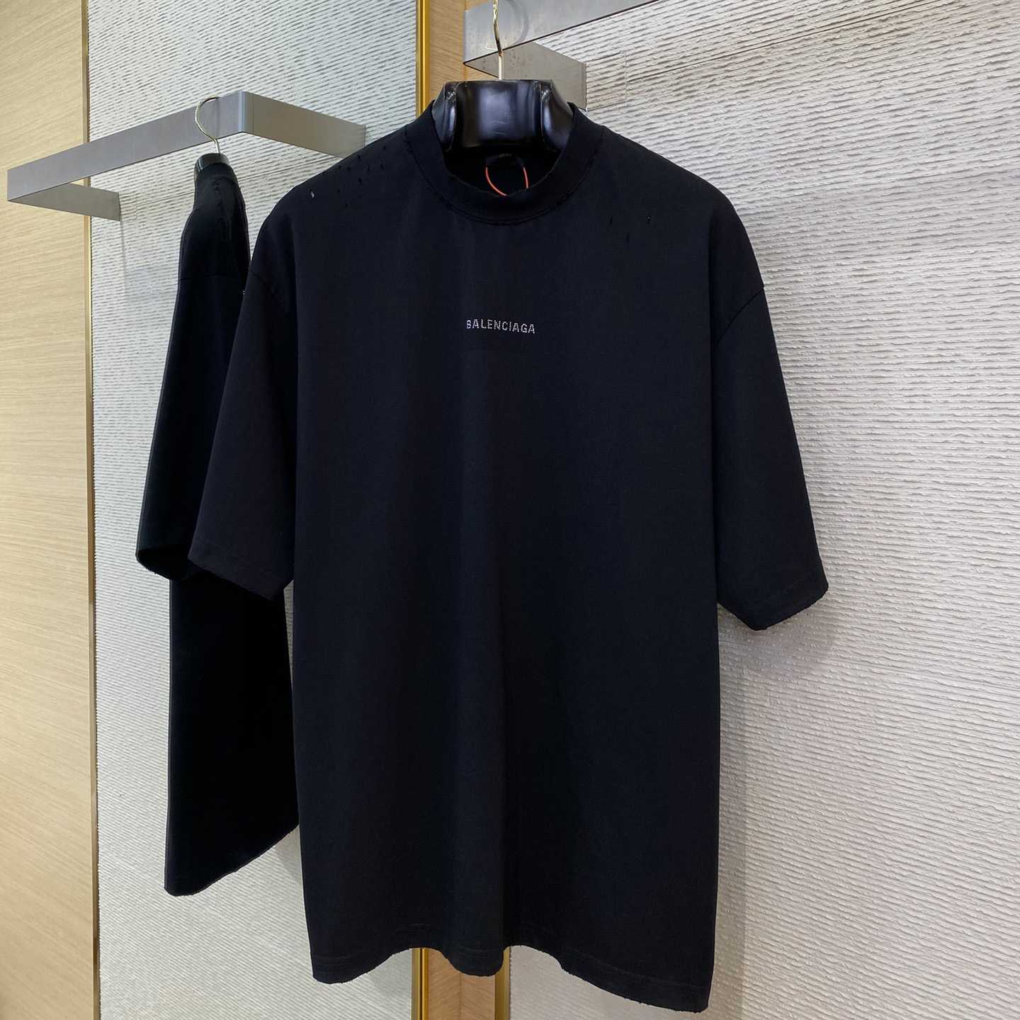 Balenciaga Back Strass Cropped T-Shirt in black - EUR FASHION