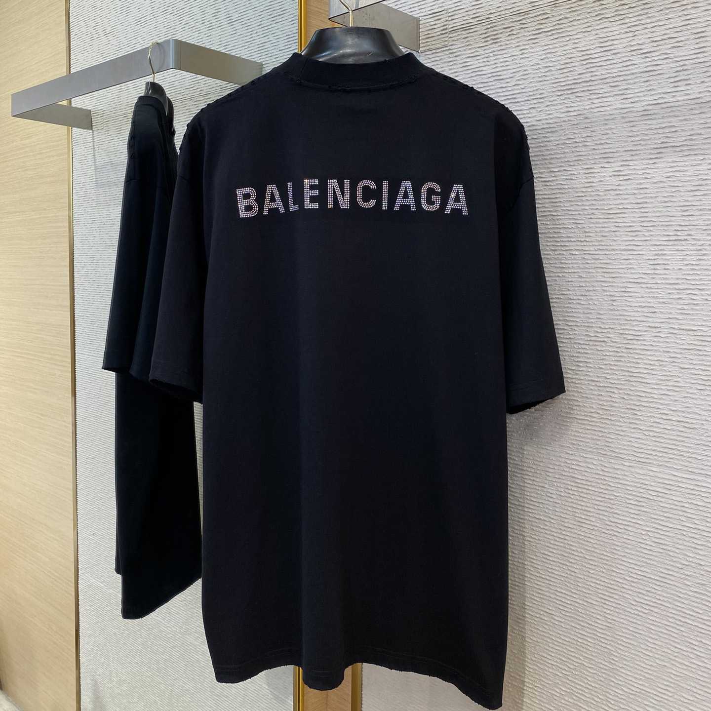 Balenciaga Back Strass Cropped T-Shirt in black - EUR FASHION