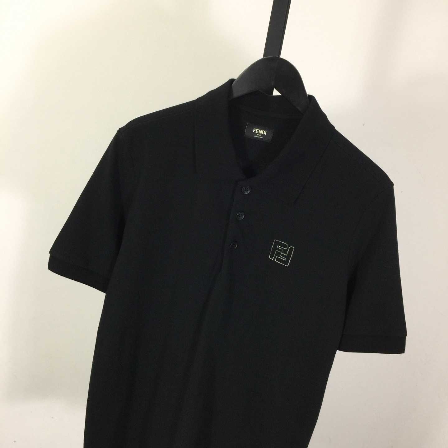 Fendi Black Cotton Polo Shirt - EUR FASHION