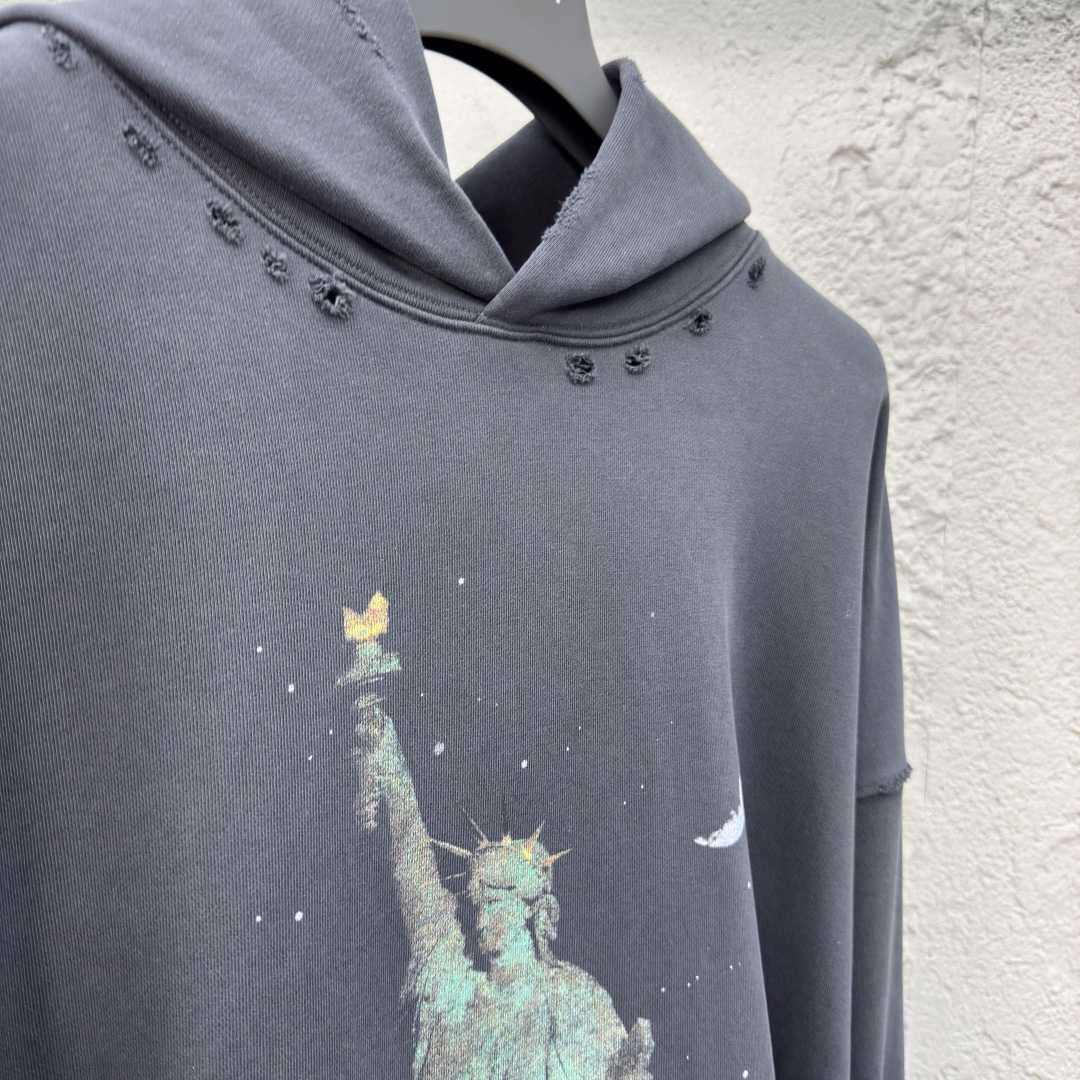 Balenciaga Paris Liberty Distressed Hoodie - EUR FASHION